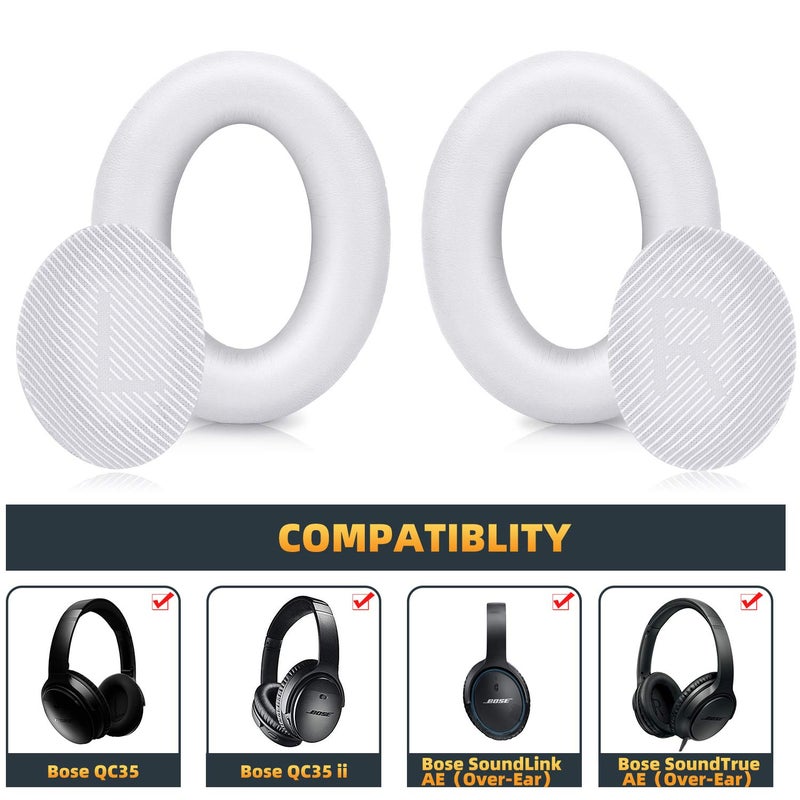 GEVO Premium Replacement Ear Pads Compatible for Bose QC35 & QC35ii Over-Ear Headphones Made by GEVO- Comfortable Adaptive Memory Foam and Extra Durable Earpads Kit for Bose QuietComfort 35 &35ii(White) - Image 2